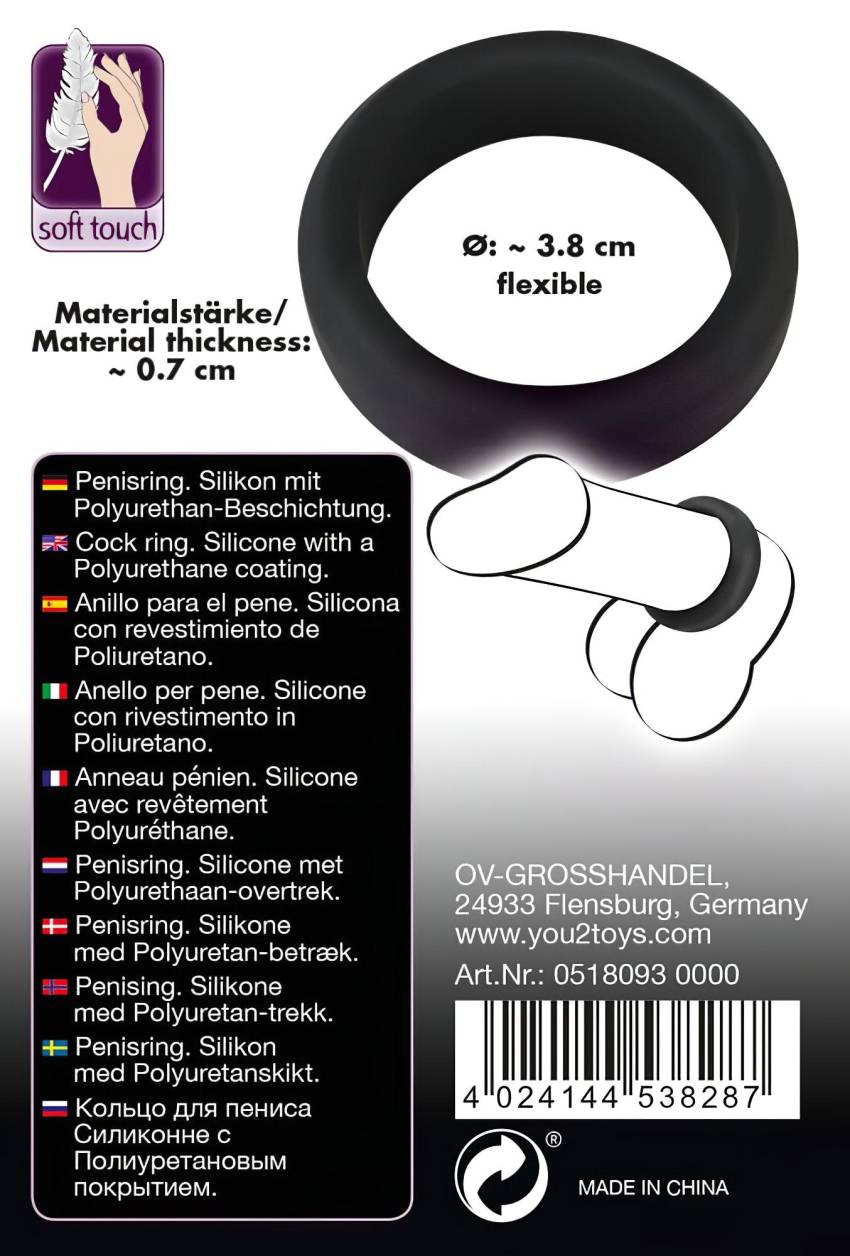 Black Velvet - vastagfalú péniszgyűrű (3,8cm) - fekete - Image 7