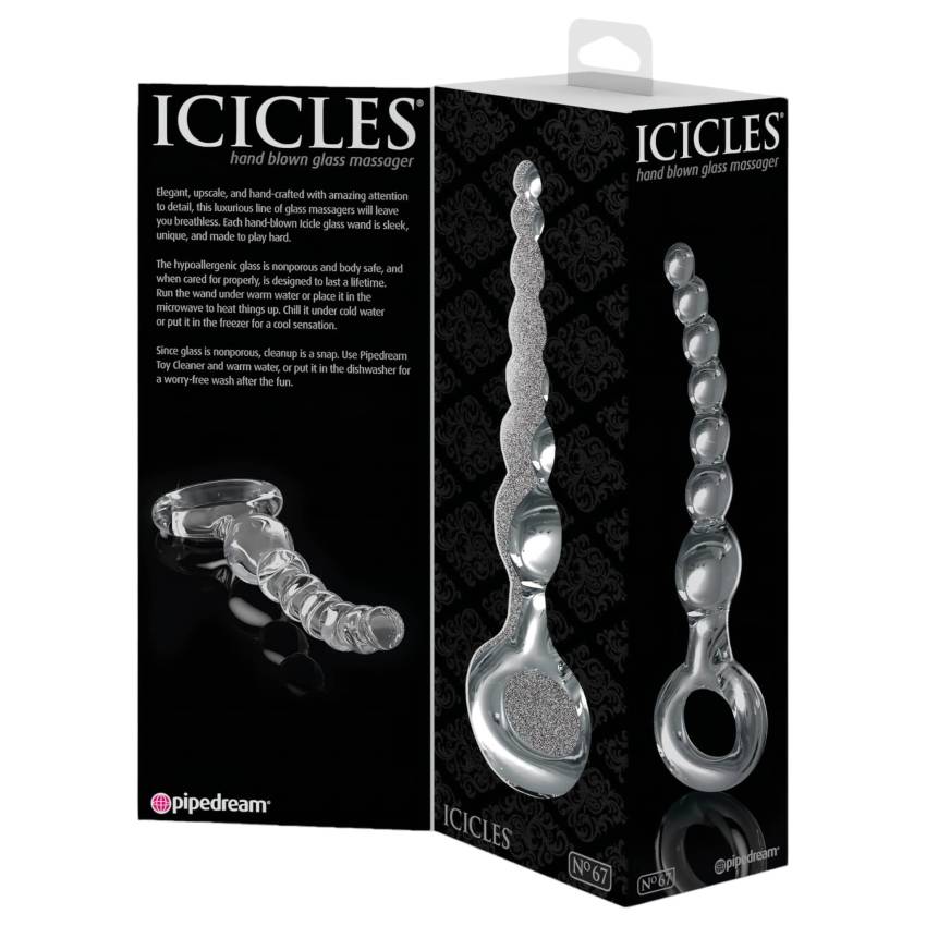 Icicles No. 67 - gömbös üveg dildó (átlátszó) - Image 4
