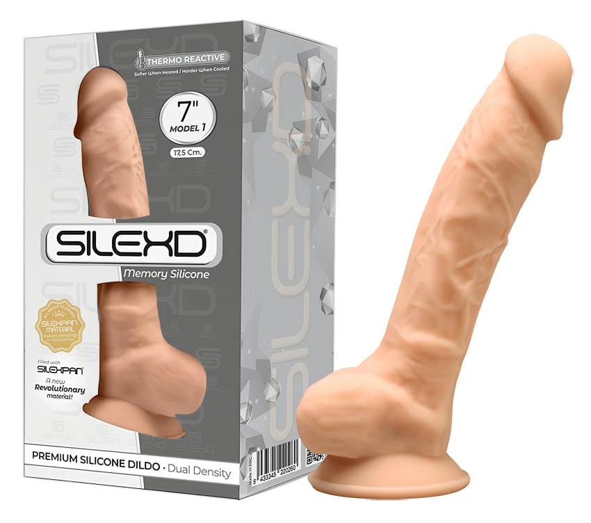 Silexd 7 - tapadókorongos dildó - 17,5cm (natúr)