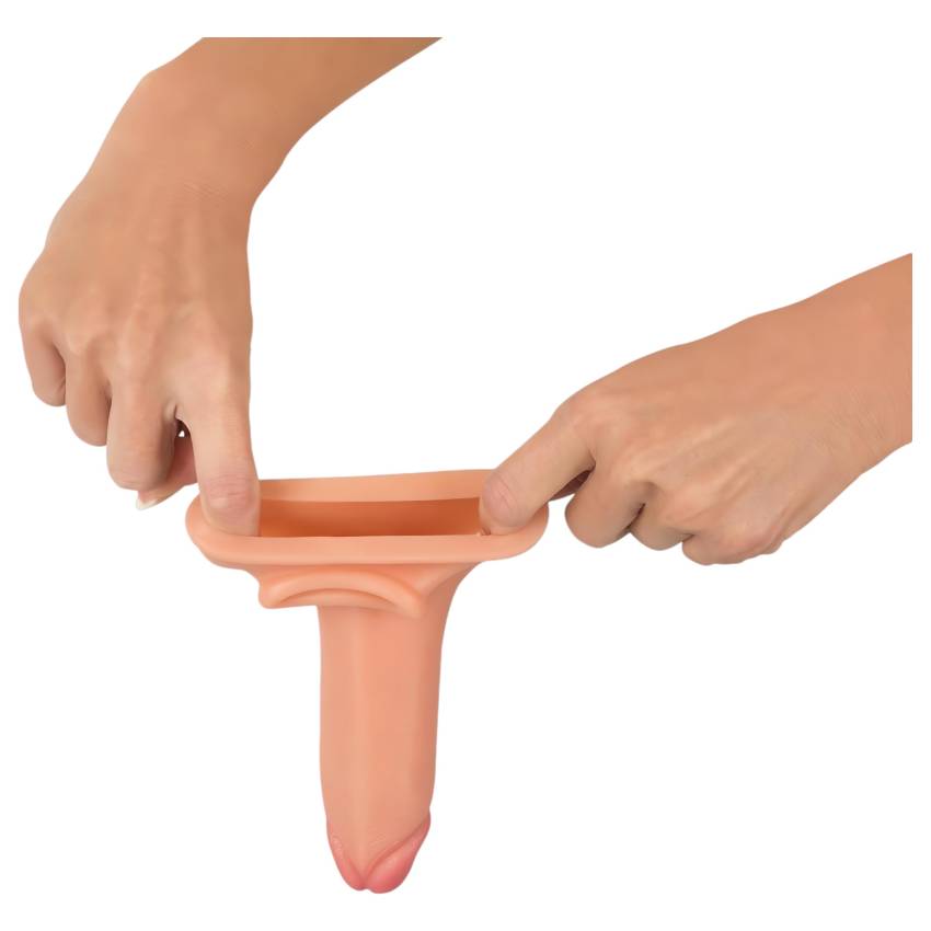Realistixxx - heregyűrűs hosszabbító péniszköpeny - 19cm (natúr) - Image 5