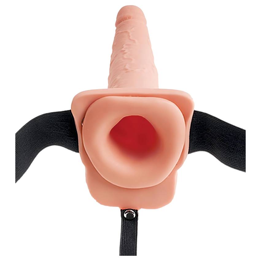Fetish Strap-On 9 - felcsatolható, üreges, spriccelő dildó (natúr) - Image 4