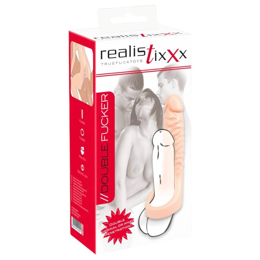 Realistixxx Double F - élethű dildó péniszgyűrűvel (natúr) - Image 8