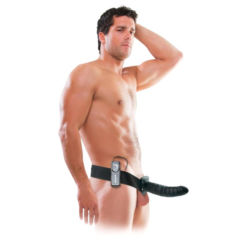 Fetish Strap-On 8 - felcsatolható, üreges vibrátor (fekete) - Image 4