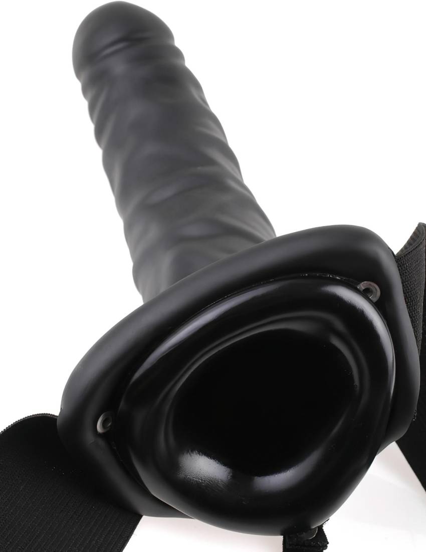 Fetish Strap-On 8 - felcsatolható, üreges vibrátor (fekete) - Image 5