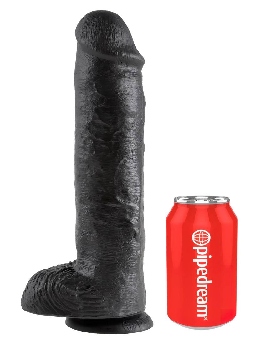 King Cock 11 - nagy tapadókorongos, herés dildó (28cm) - fekete - Image 2