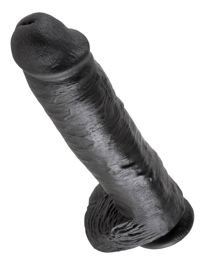 King Cock 11 - nagy tapadókorongos, herés dildó (28cm) - fekete - Image 3