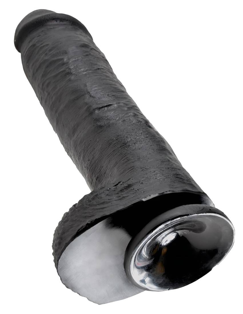 King Cock 11 - nagy tapadókorongos, herés dildó (28cm) - fekete - Image 4
