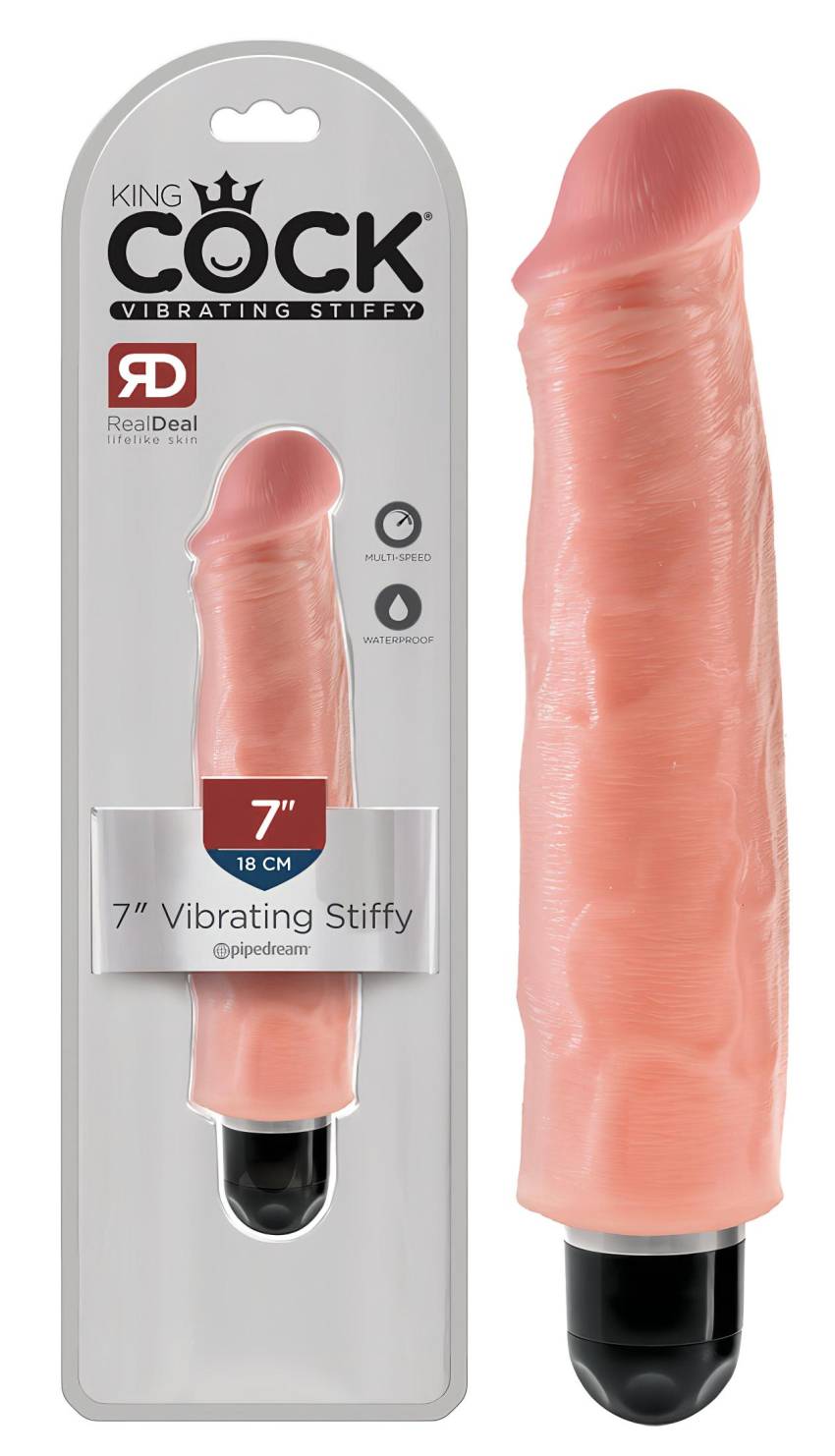 King Cock 7 Stiffy - vízálló, élethű vibrátor (18cm) - natúr - Image 4