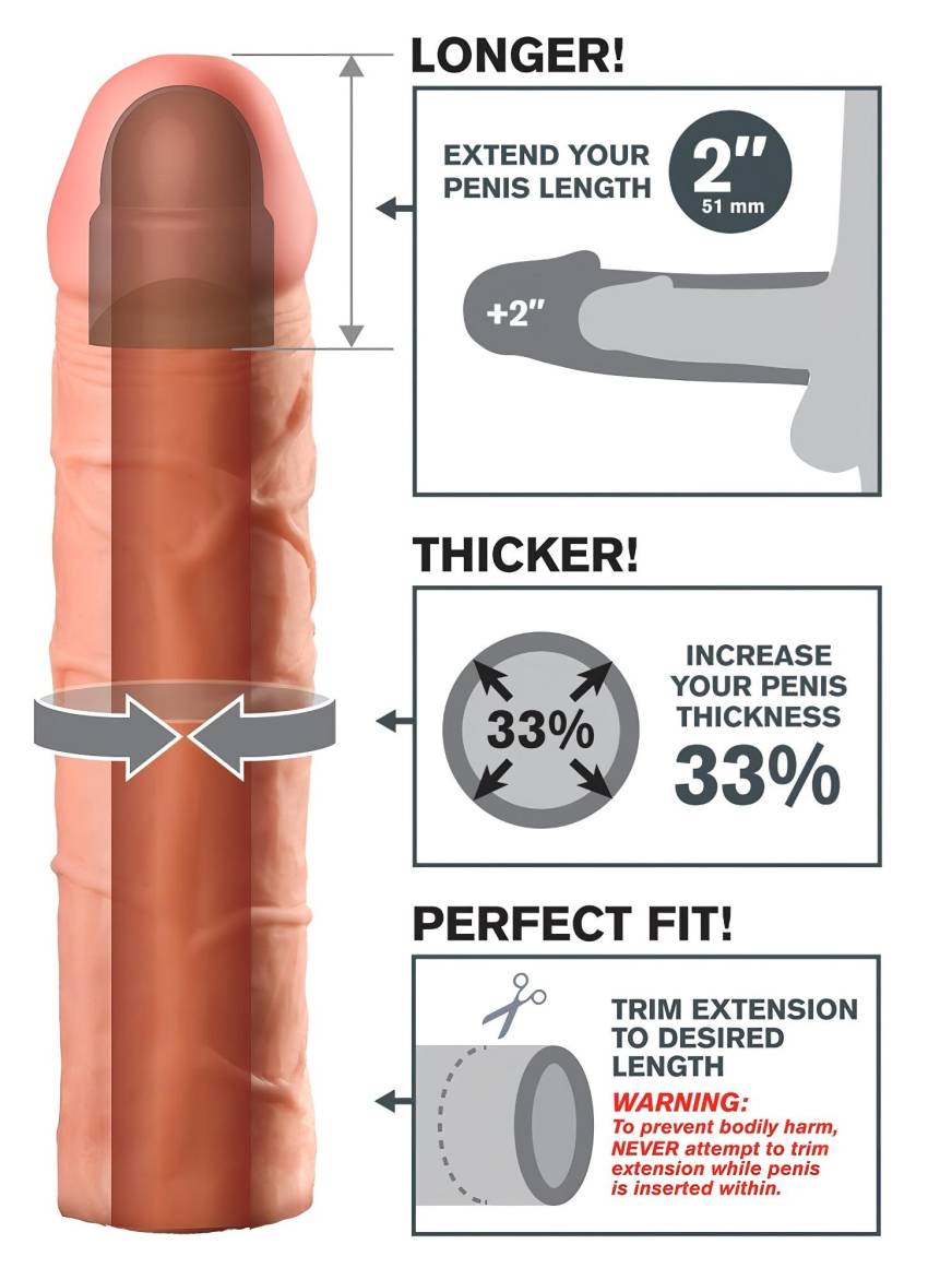 X-TENSION Perfect 2 - élethű péniszköpeny (20,3cm) - natúr - Image 4