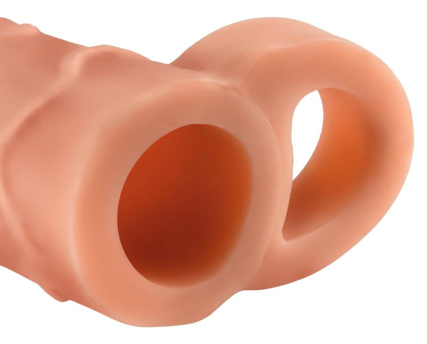 X-TENSION Perfect 2 - heregyűrűs péniszköpeny (19cm) - natúr - Image 3