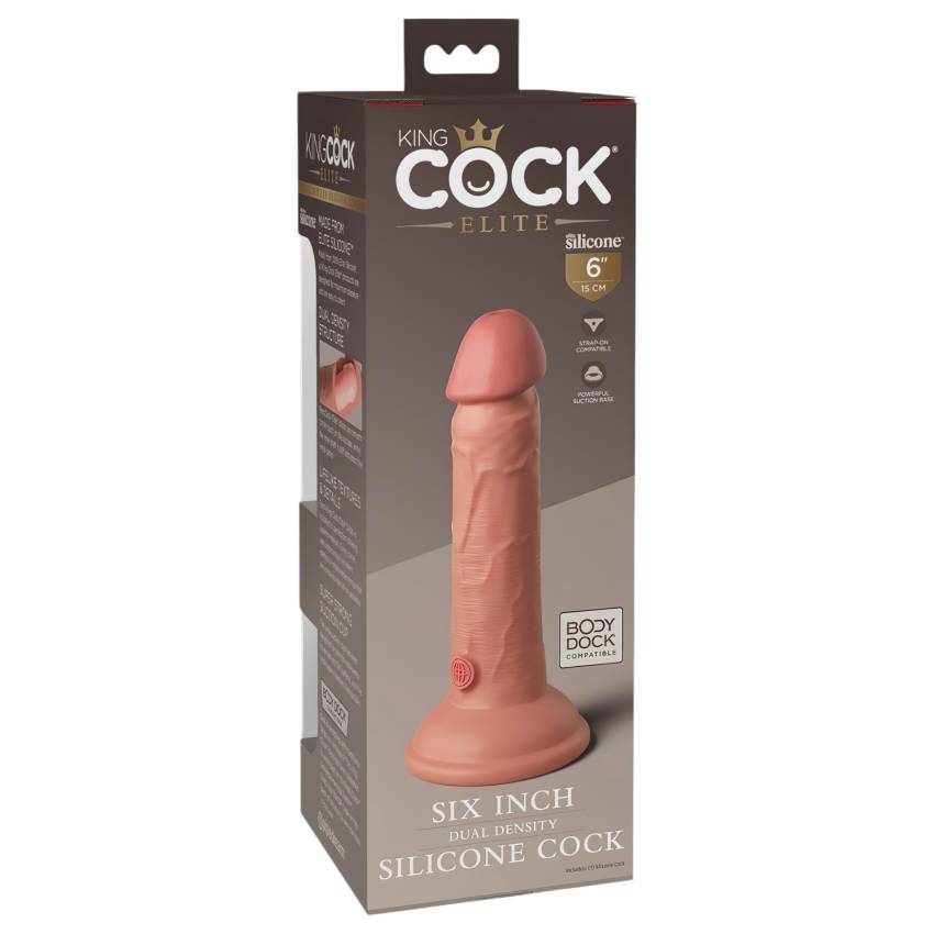 King Cock Elite 6 - tapadókorongos, élethű dildó (15cm) - natúr - Image 2