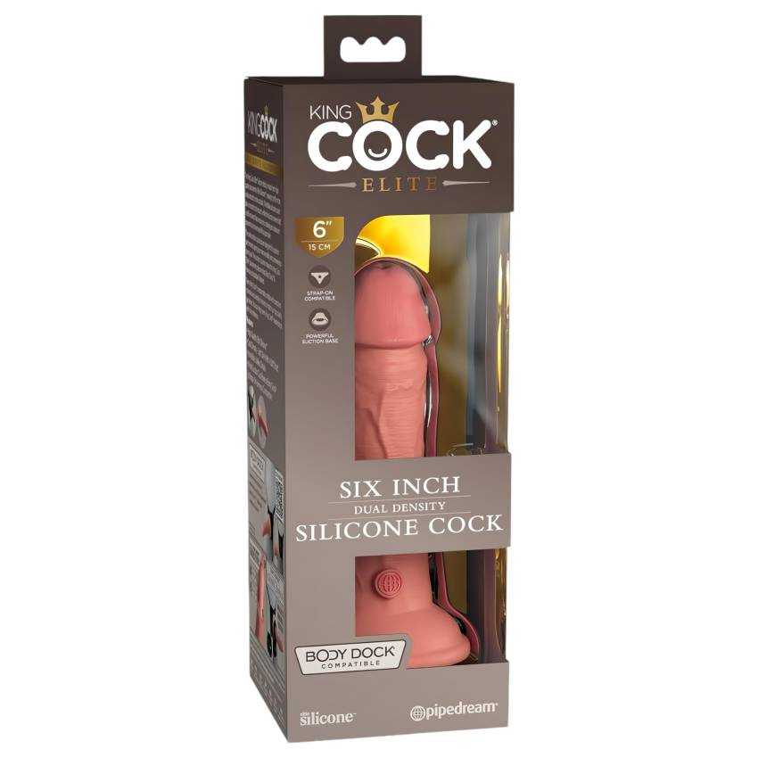 King Cock Elite 6 - tapadókorongos, élethű dildó (15cm) - natúr - Image 3