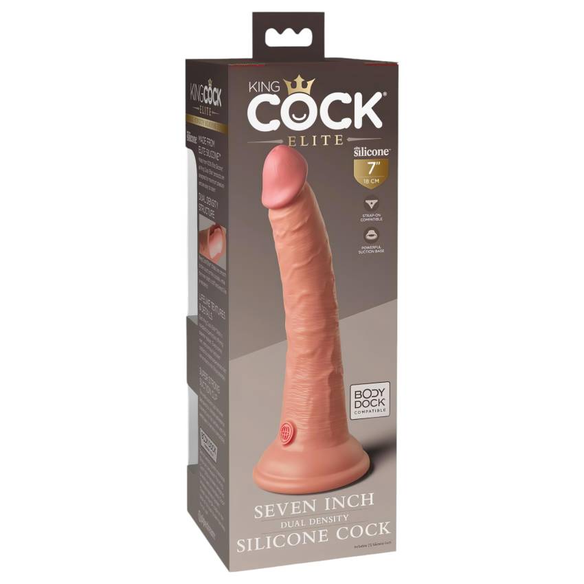 King Cock Elite 7- tapadókorongos, élethű dildó (18cm) - natúr - Image 2