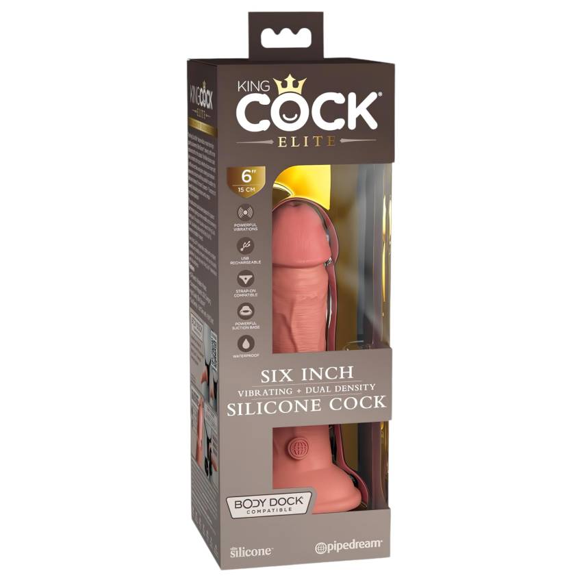 King Cock Elite 6 - tapadókorongos vibrátor (15cm) - natúr - Image 3