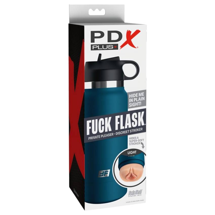 Fuck Flask Private Pleaser - műpunci kulacsban (kék-natúr) - Image 7