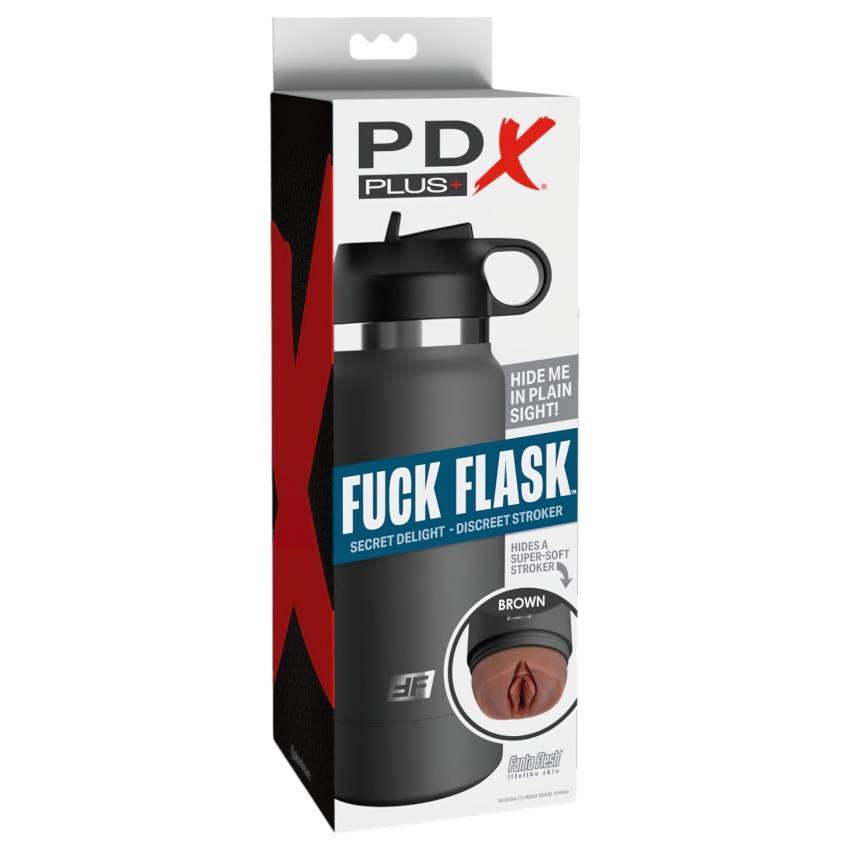 Fuck Flask Secret Delight - műpunci kulacsban (fekete-barna) - Image 7