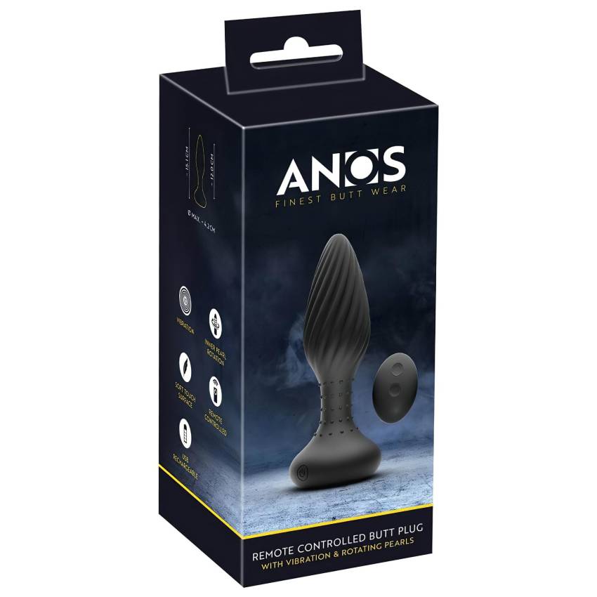 ANOS - forgó gyöngyös anál vibrátor (fekete) - Image 2