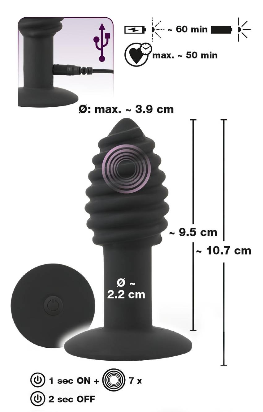 Black Velvet Twist - akkus, szilikon anál vibrátor (fekete) - Image 7