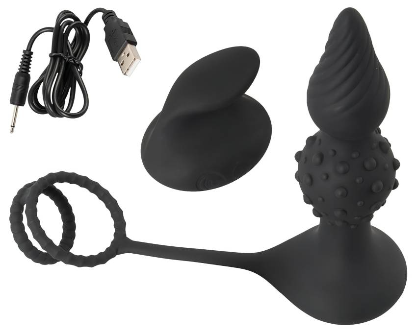 Rebel 2in1 - akkus, rádiós anál vibrátor péniszgyűrűvel (fekete) - Image 12