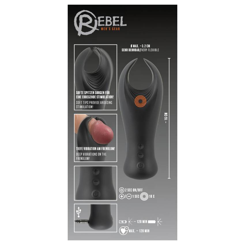 Rebel - vibrációs makkvibrátor (fekete) - Image 3