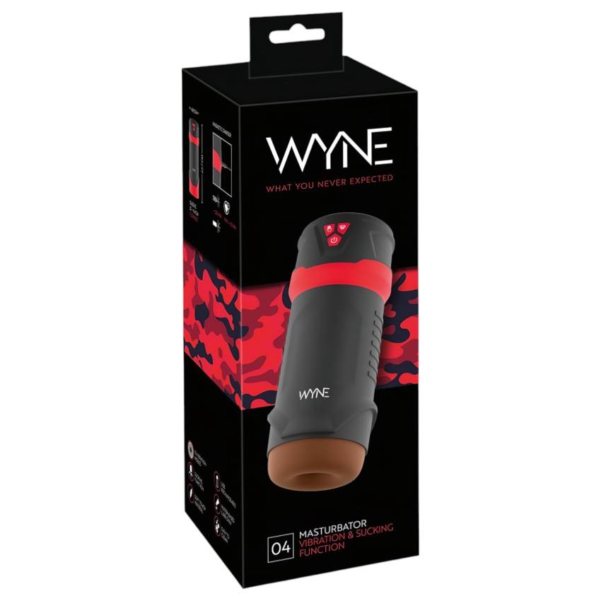 WYNE 04 - akkus, rezgő-szívó maszturbátor (barna) - Image 2