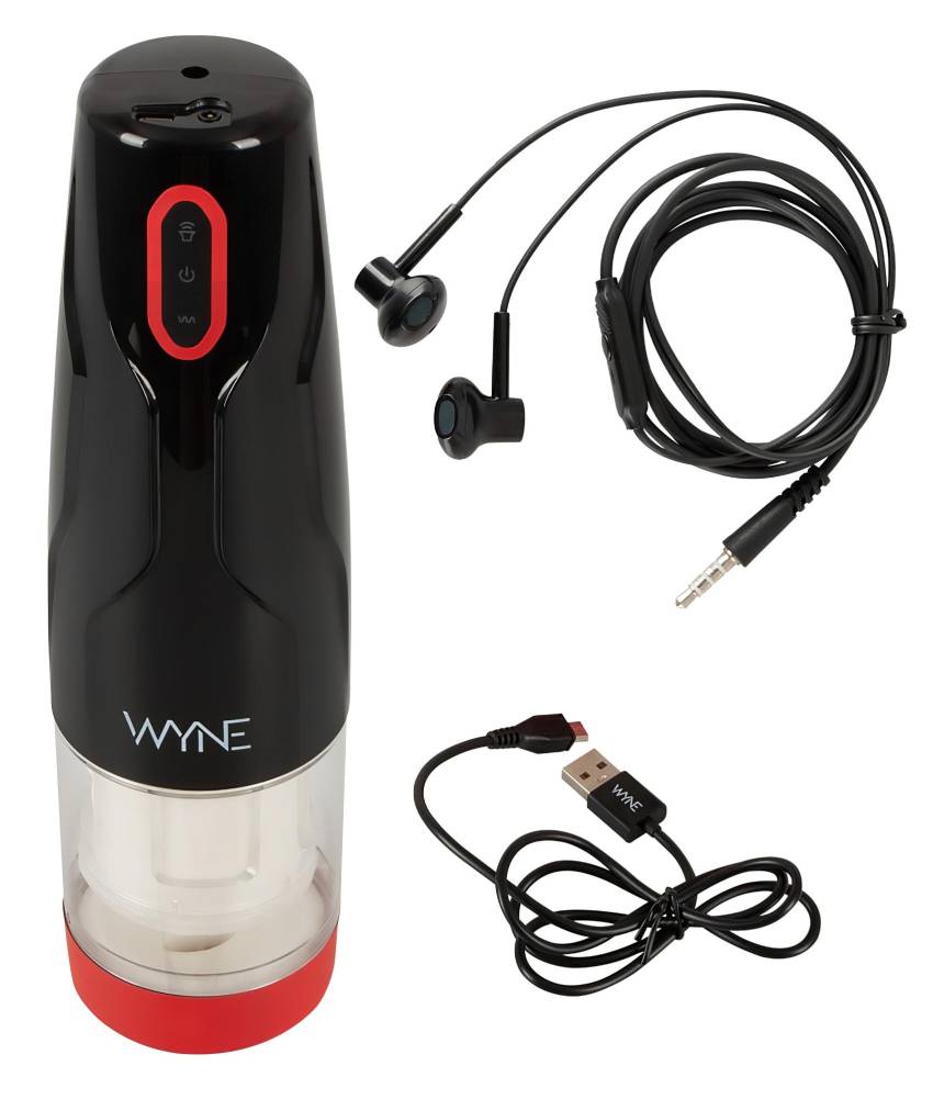 WYNE 05 - akkus, forgó maszturbátor (fekete-fehér) - Image 10