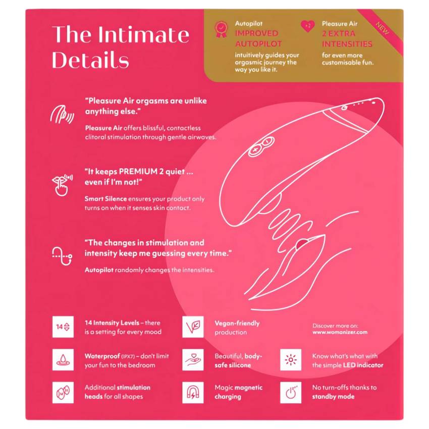 Womanizer Premium 2 - léghullámos csiklóizgató (pink) - Image 10