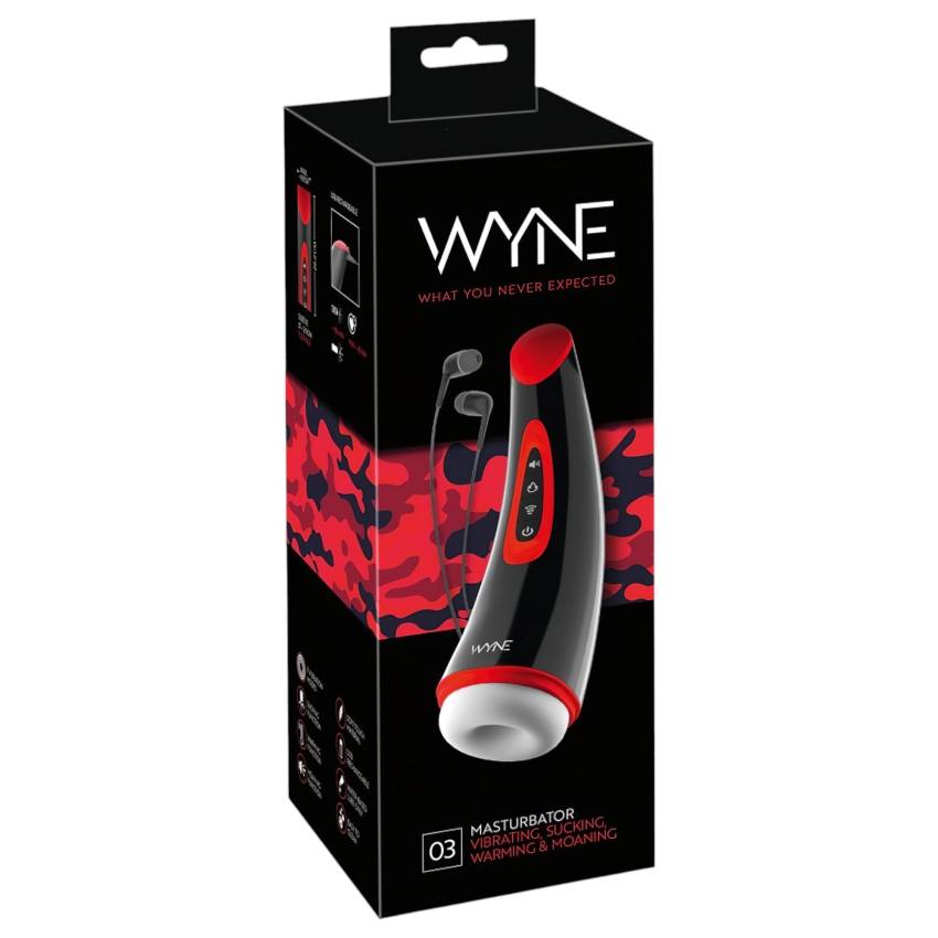 WYNE 03 - akkus, rezgő-szívó maszturbátor (fekete) - Image 2
