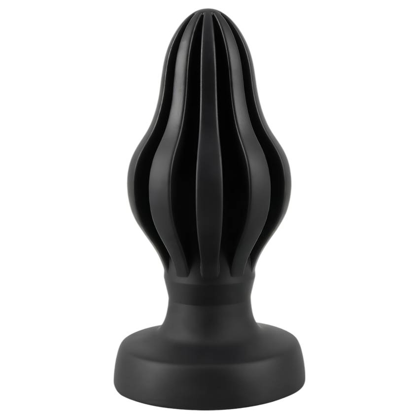 ANOS - bordázott puha anál plug - 7cm (fekete) - Image 2