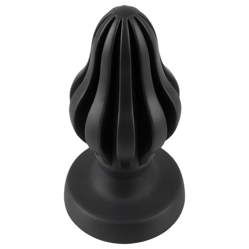 ANOS - bordázott puha anál plug - 7cm (fekete) - Image 3