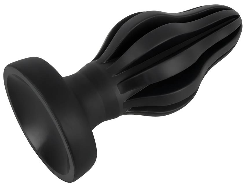 ANOS - bordázott puha anál plug - 7cm (fekete) - Image 5