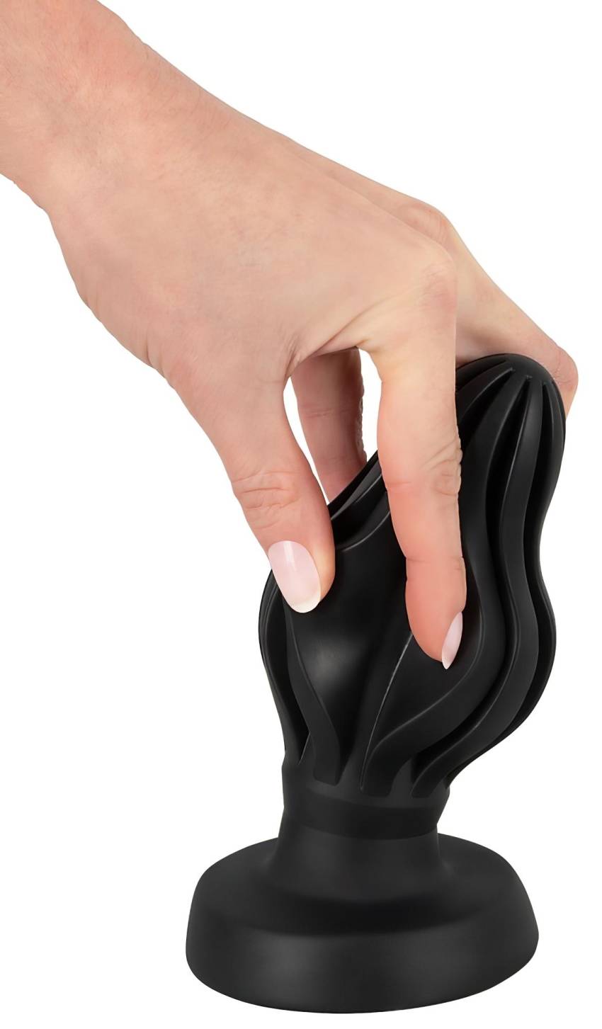 ANOS - bordázott puha anál plug - 7cm (fekete) - Image 8