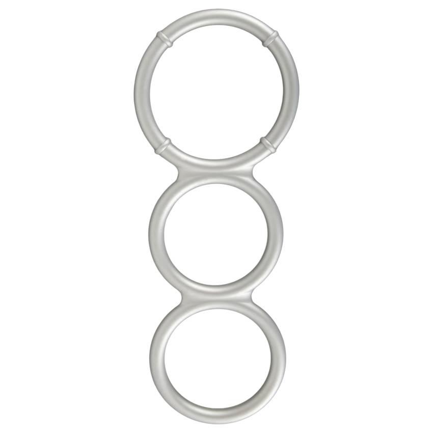 You2Toys - tripla szilikon pénisz- és heregyűrű (ezüst) - Image 2