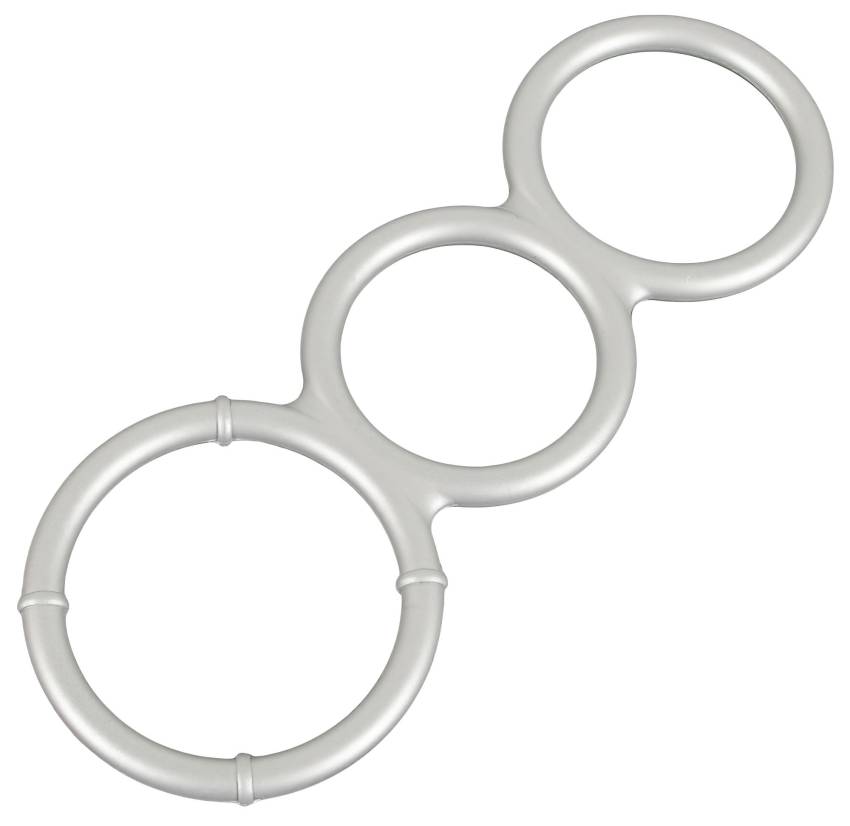 You2Toys - tripla szilikon pénisz- és heregyűrű (ezüst) - Image 3