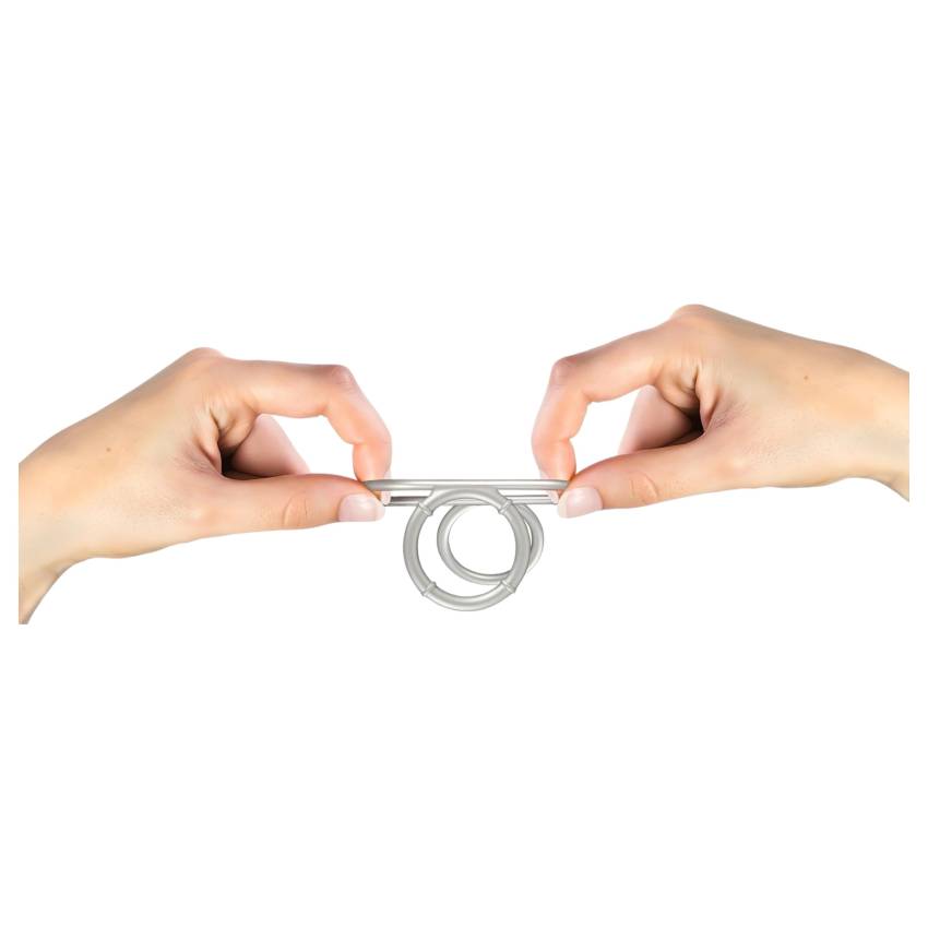 You2Toys - tripla szilikon pénisz- és heregyűrű (ezüst) - Image 5