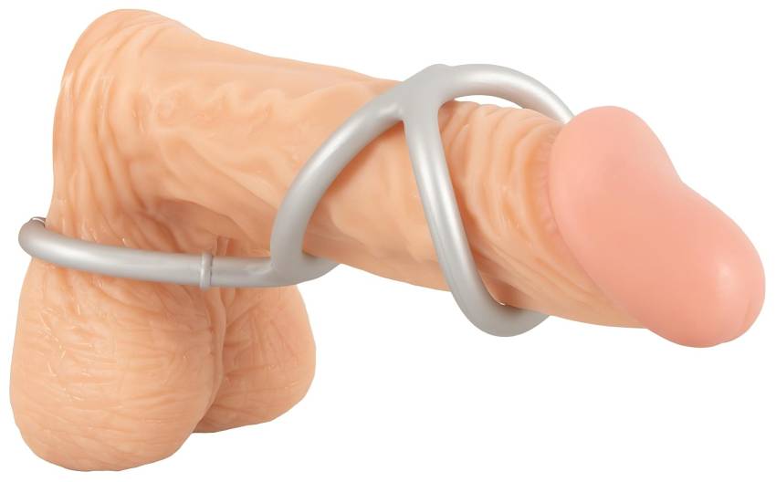 You2Toys - tripla szilikon pénisz- és heregyűrű (ezüst) - Image 6