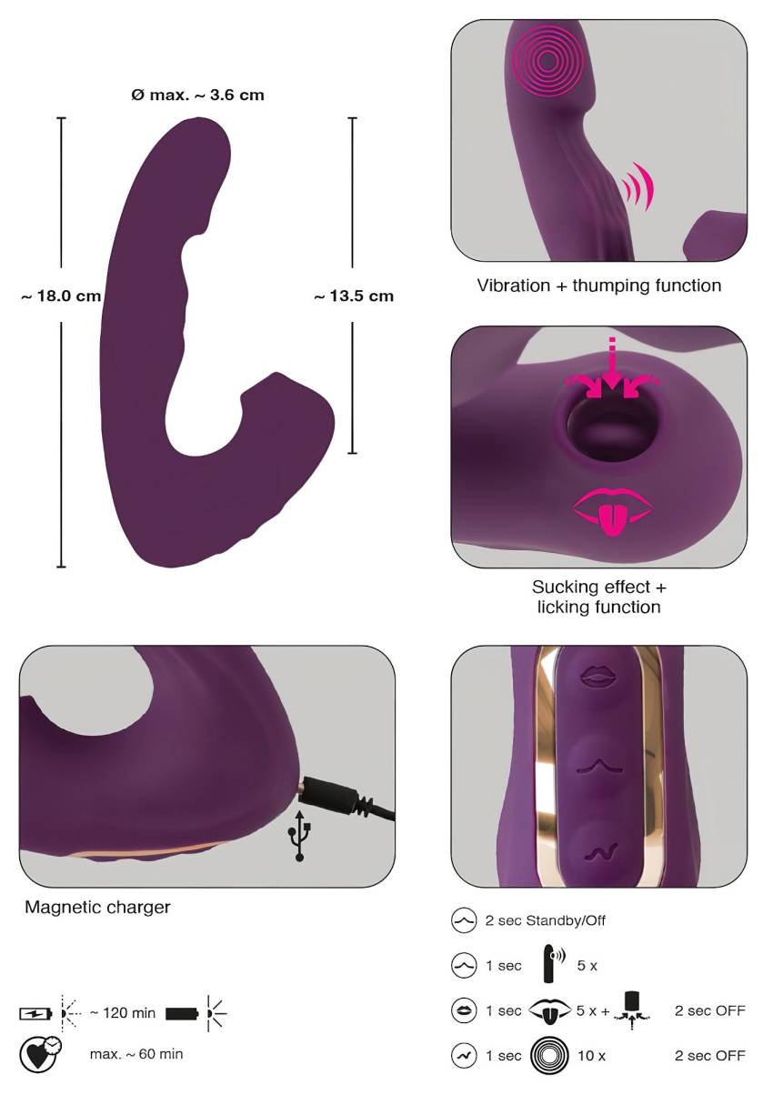 Javida - 4in1 csiklóizgató vibrátor (lila) - Image 7