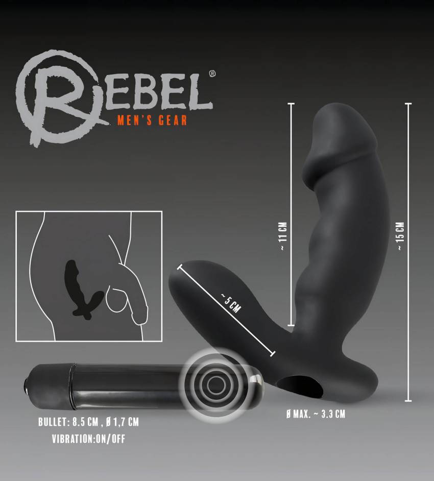Rebel - péniszes prosztata vibrátor (fekete) - Image 9