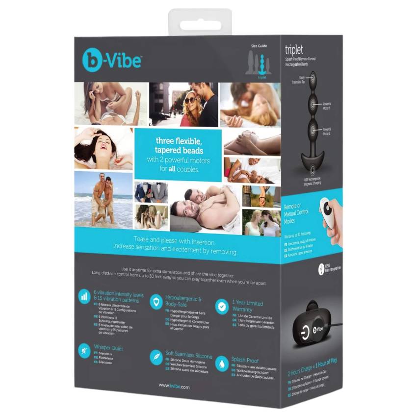 b-Vibe - tripla gyöngyös, akkus anál vibrátor (fekete) - Image 10