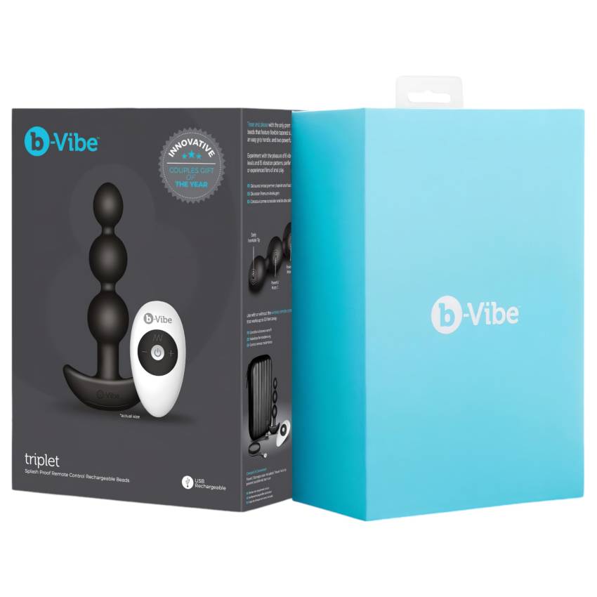 b-Vibe - tripla gyöngyös, akkus anál vibrátor (fekete) - Image 11