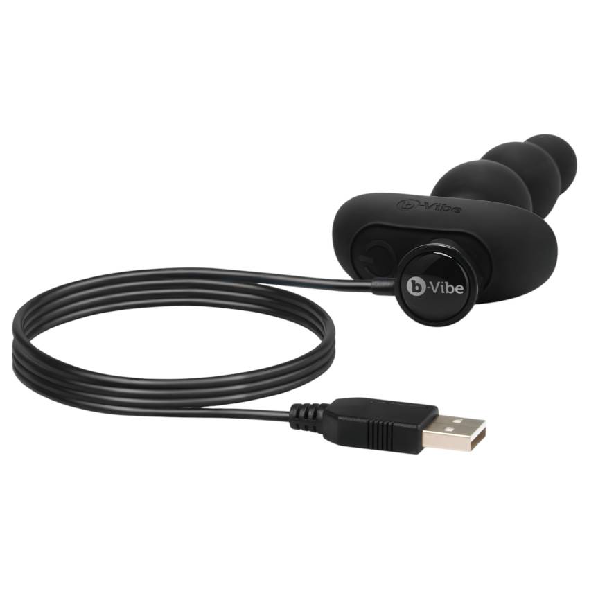 b-Vibe - tripla gyöngyös, akkus anál vibrátor (fekete) - Image 5