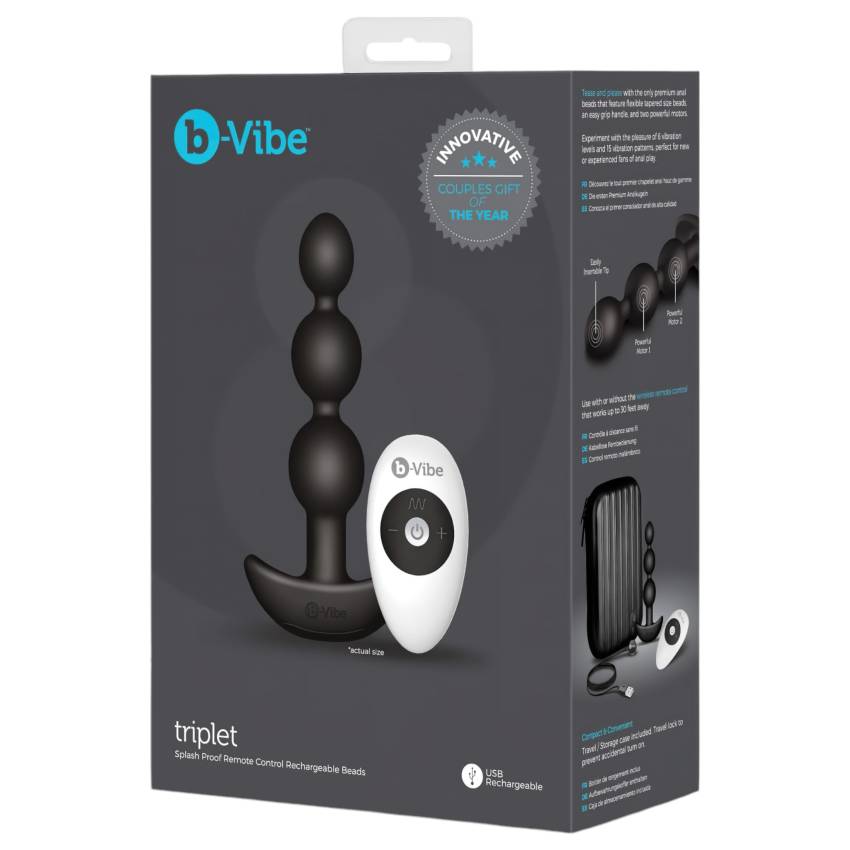 b-Vibe - tripla gyöngyös, akkus anál vibrátor (fekete) - Image 9