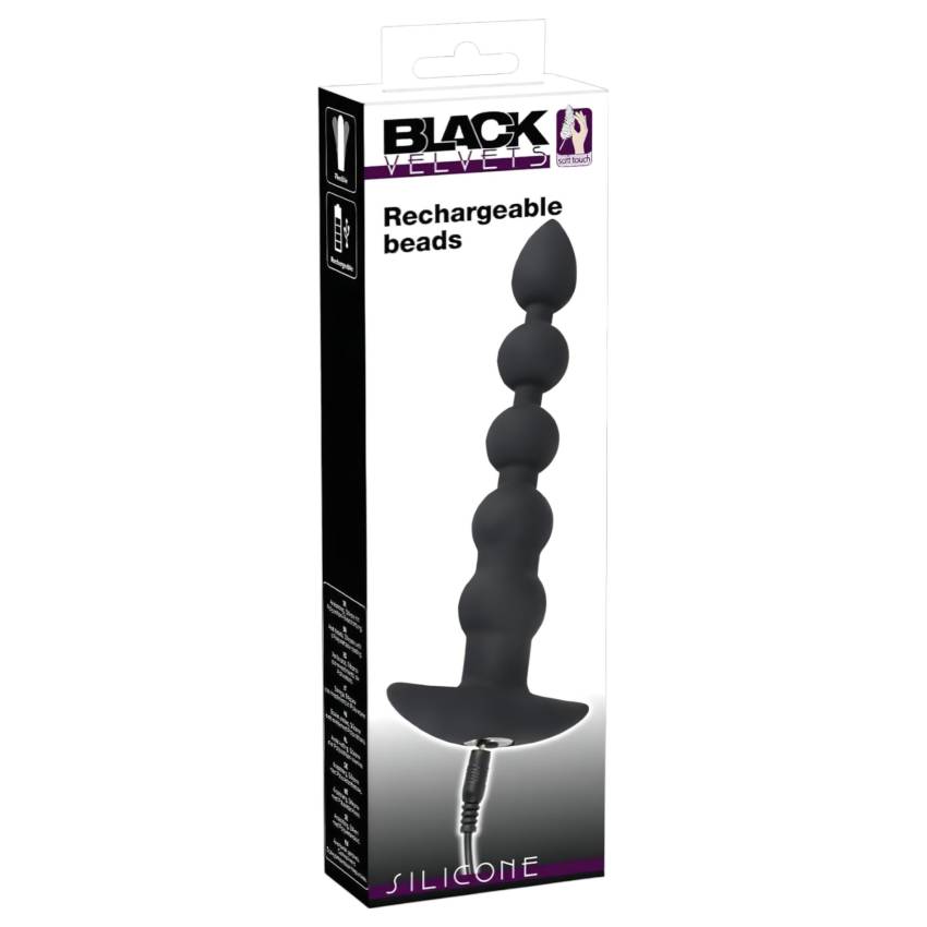 Black Velvet - akkus 5 gyöngyös anál vibrátor (fekete) - Image 2