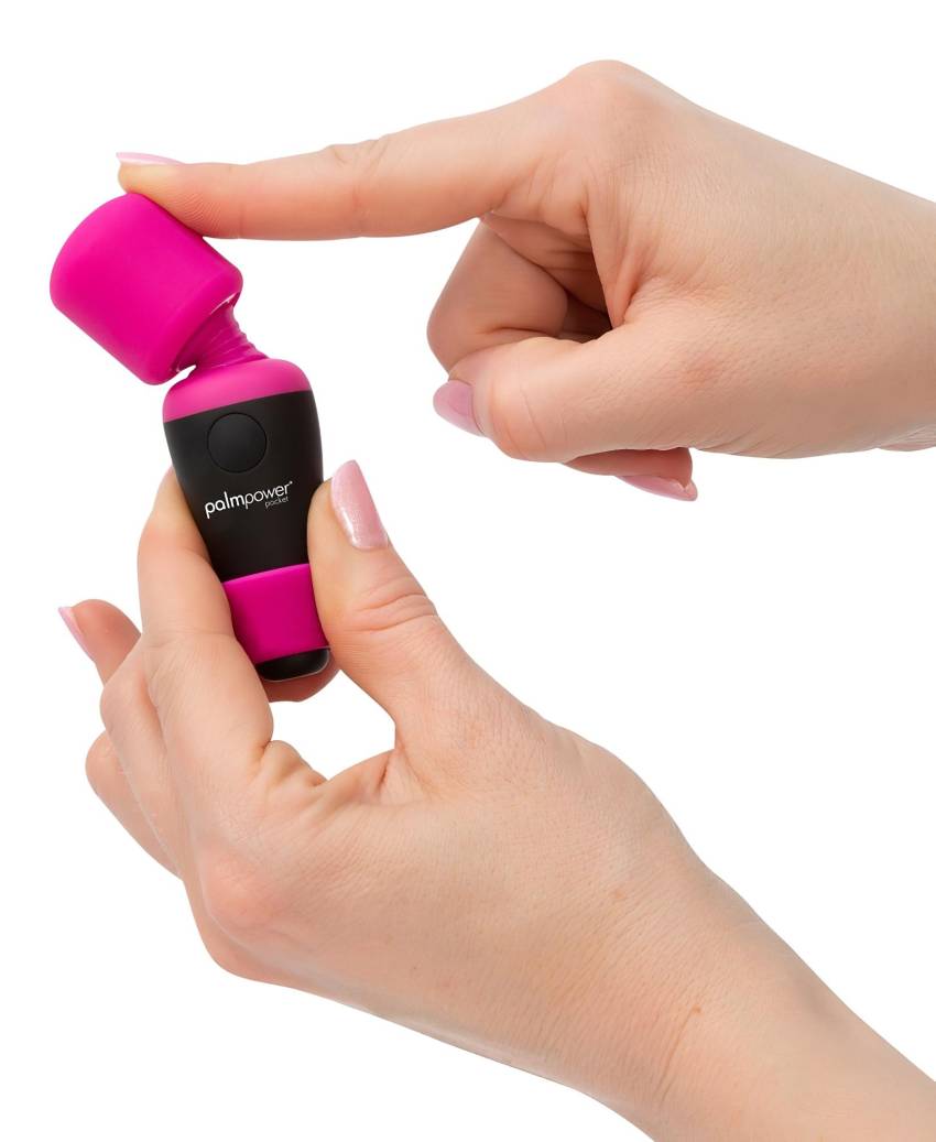PalmPower Pocket Wand - mini masszírozó vibrátor (pink-fekete) - Image 5