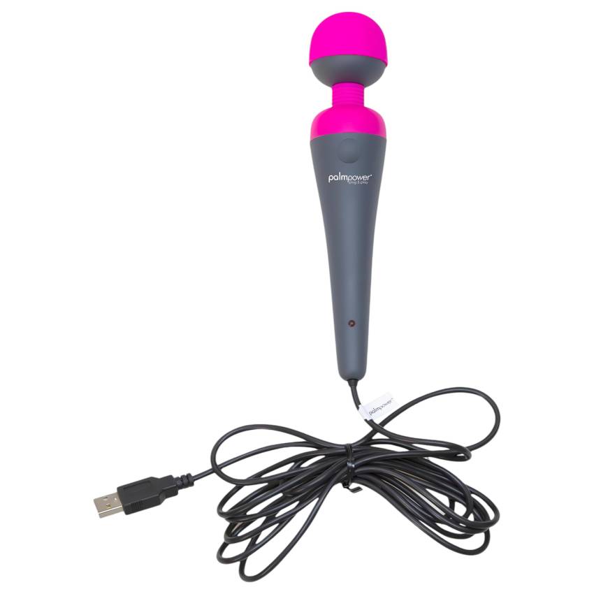 PalmPower Wand - masszírozó vibrátor powerbankkal (pink-szürke) - Image 2