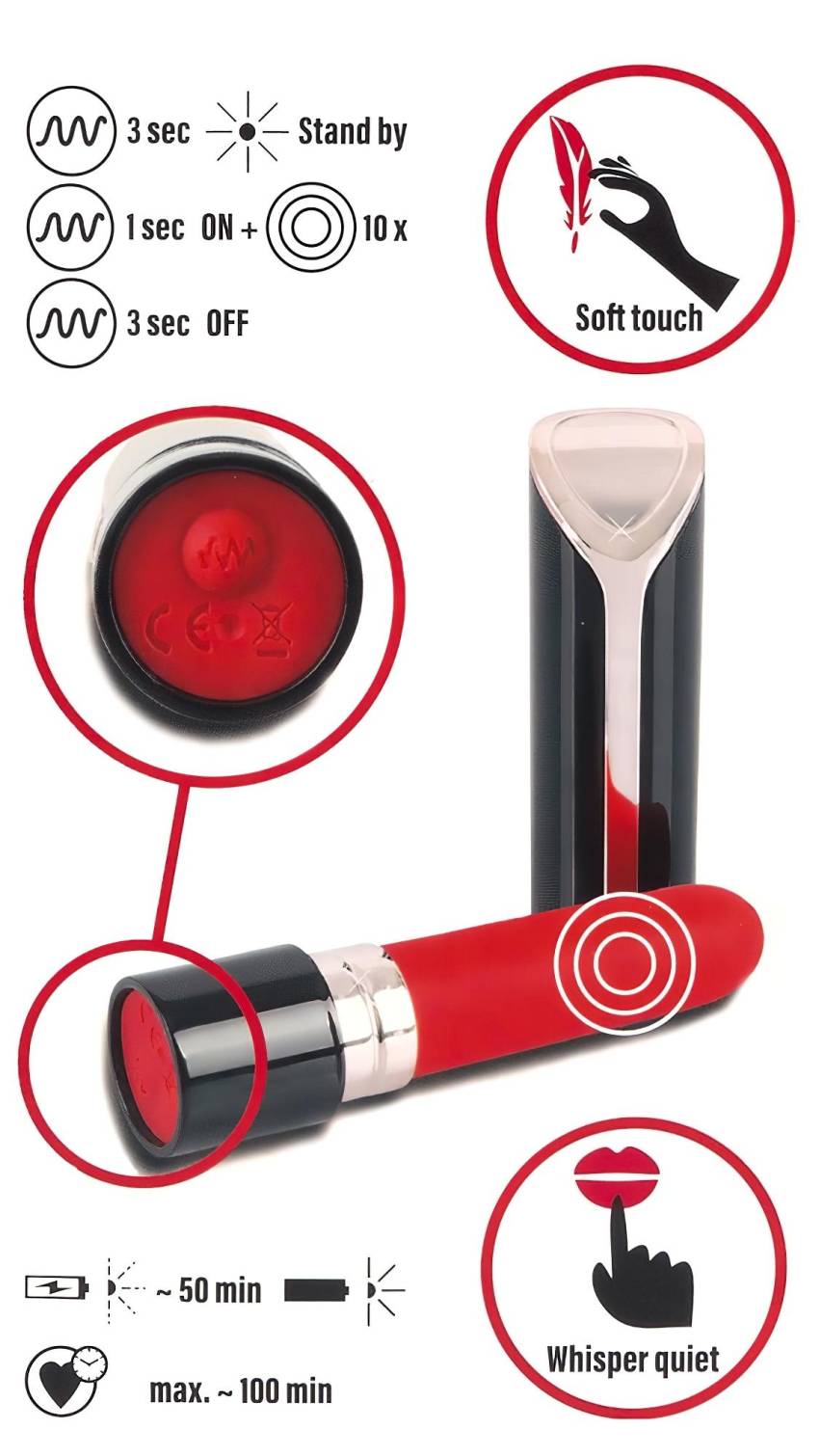 You2Toys - akkus rúzs vibrátor (piros) - Image 10