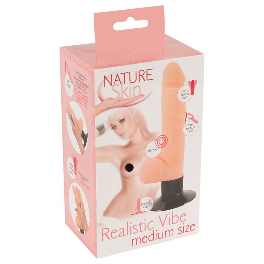/ Nature Skin M - herés, tapadókorongos élethű vibrátor (natúr) - Image 2