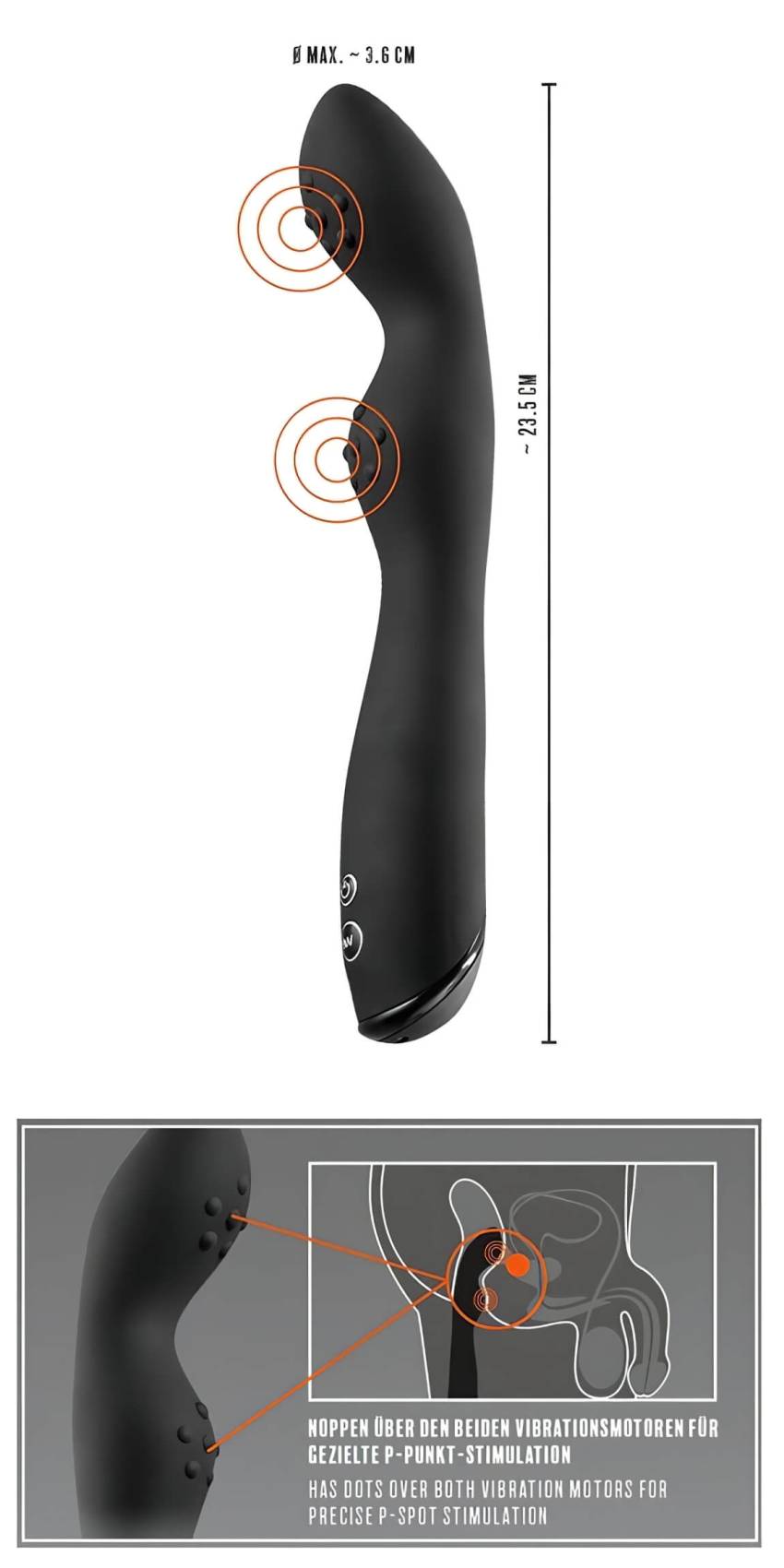Rebel P-Spot - 2 motoros prosztata vibrátor (fekete) - Image 7