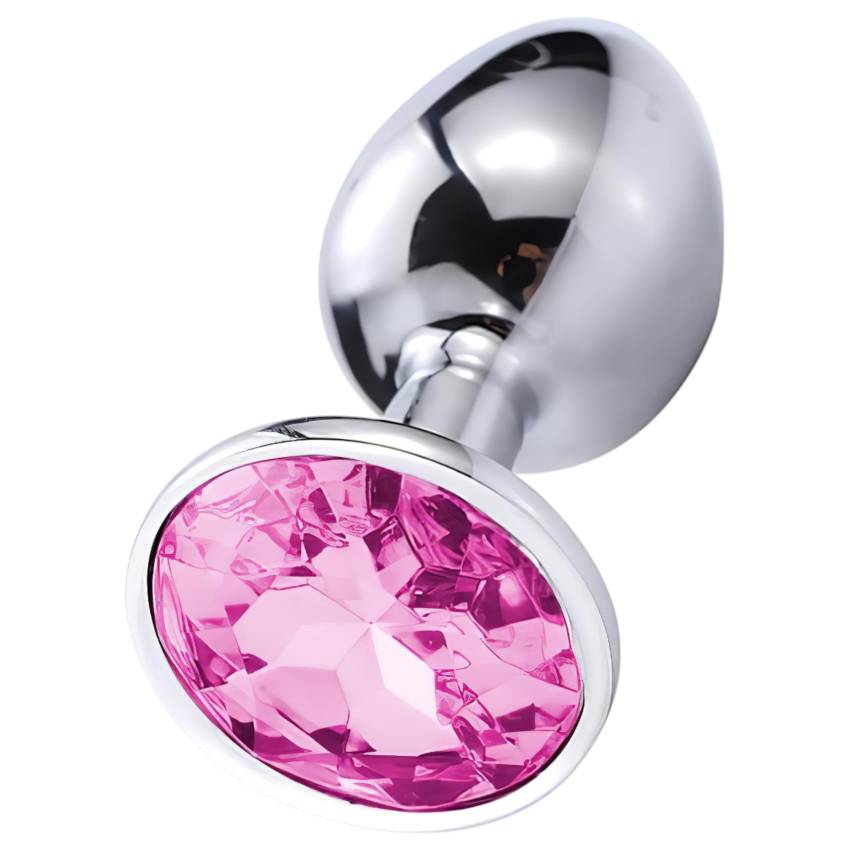 Sunfo - fém anál plug pink kővel (ezüst) - Image 3
