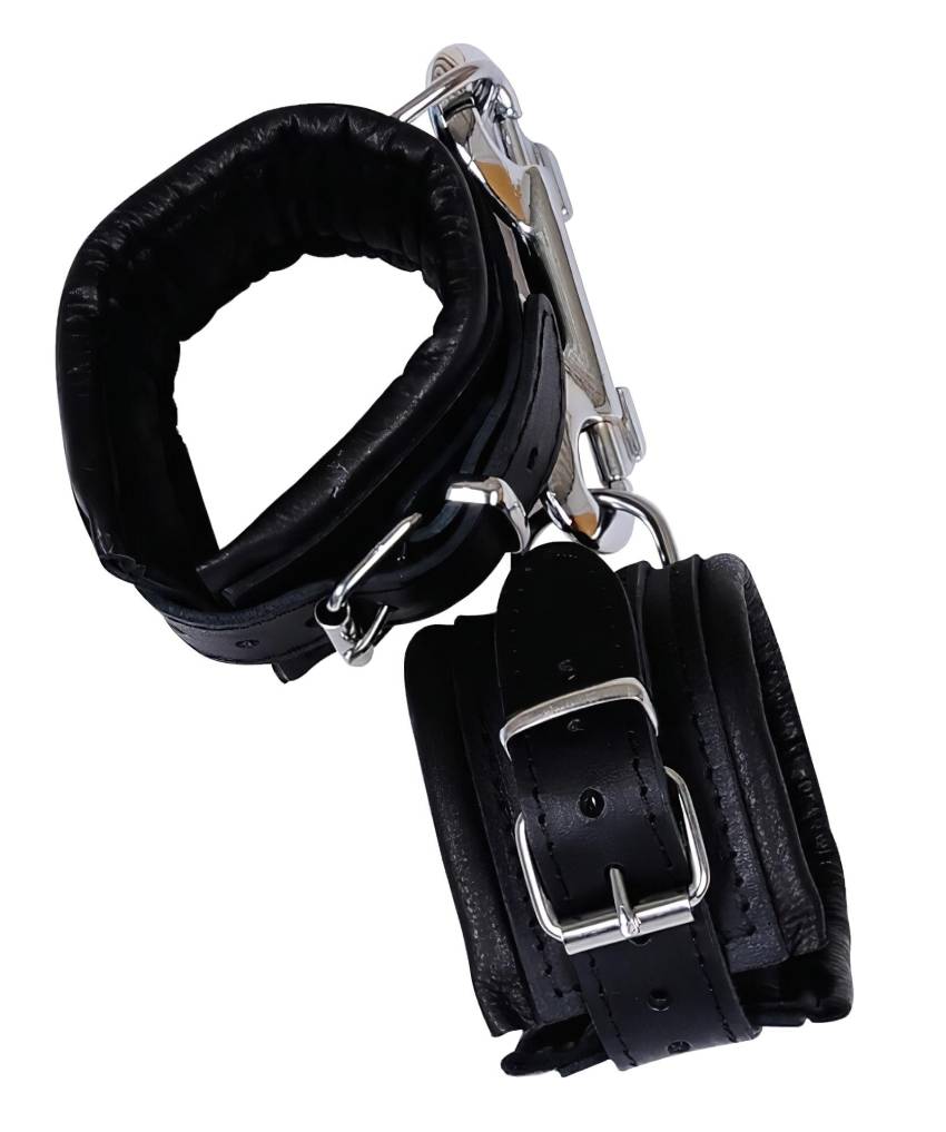 ZADO - bőr csukló bilincs és karabiner (fekete)